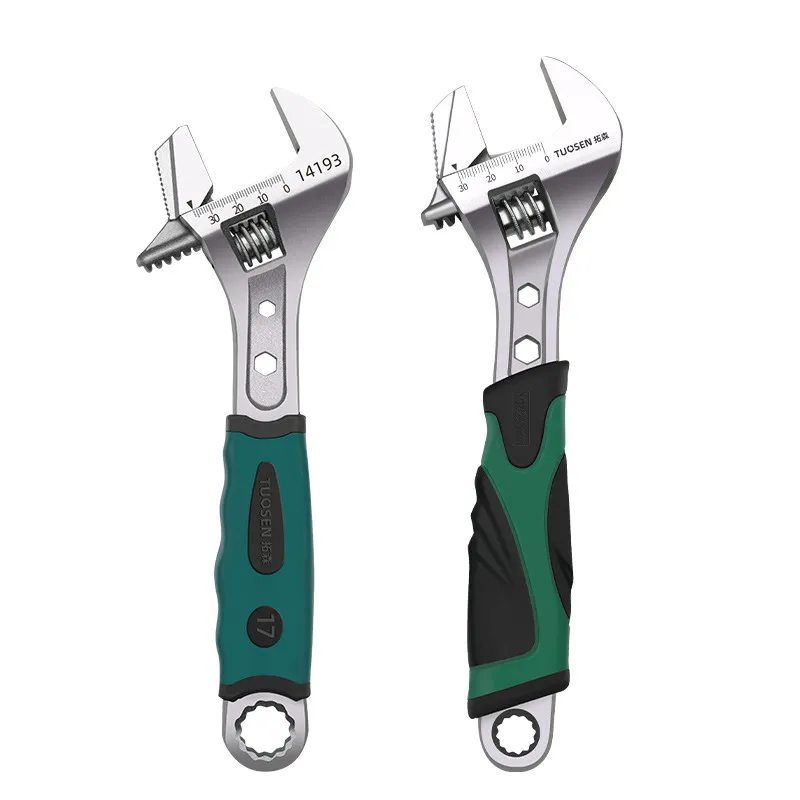10" & 12" Multi-Function Pipe Wrench & Adjustable Wrench Combo – Wide Opening Plumbing Spanner Set, Heavy Duty Dual-Purpose Water Pipe & General Use Wrench